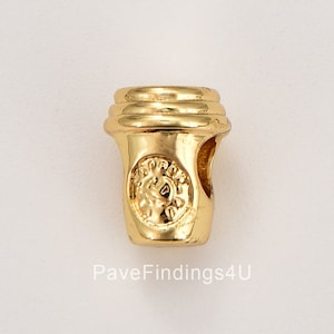 Dainty Coffee Cup Spacer Bead, Gold Filled 3D Cup Bead, Big Hole Coffee Cup Bead per la collana del braccialetto Fornitura di gioielli fai da te, BD137