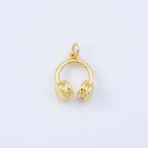 Dainty Headset Charm, Gold Filled Music Headphones Minimalist Pendant for Necklace Bracelet Jewelry Making Supply, 19x12mm, CP2076