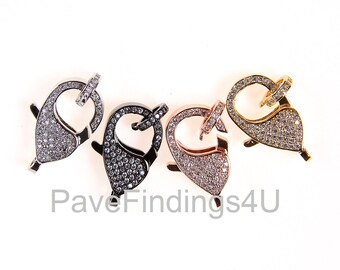 18K Gold CZ Micro Pave Lobster Claw Clasp/Link Connector, Micro Pave CZ Clasps, Link/Connector/Clasps/Enhancer, 23x17mm, CL461