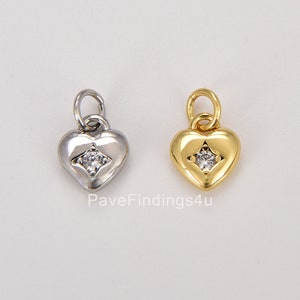 Delicato ciondolo con zirconia cubica trasparente, ciondolo a forma di cuore solitario per collana, orecchino, bracciale, oro 18 carati, 6 mm, CP937