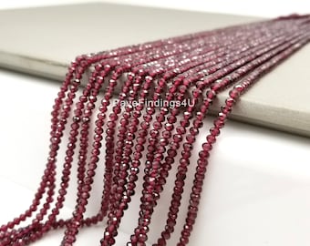 Wine Red Natural Garnet Beads Grade A Genuine Natural Gemstone Full Strand Faceted Round Loose Beads,Beading Supplies 15.5",2mm-4mm PRP117