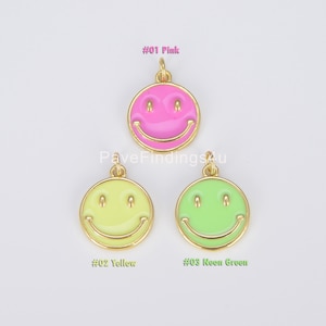 Enamel Happy Face Charm, 18K Gold Smile Face Charms, Dainty Smile charm Emoji Charm Bracelet Necklace Earrings DIY Jewelry Supplies CP1311