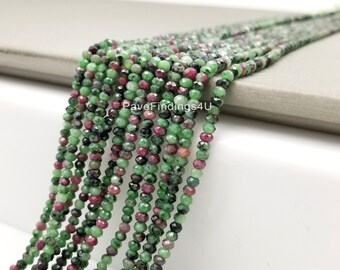 Rubí Zoisita, Rubí en Zoisita, Anyolita, Cristales curativos, Cristales de Chakra del Corazón, 3x2 mm, PRP119