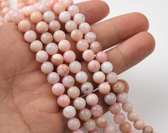 AAA Pink Opal Beads Natural Rose Opal Round 6mm Smooth Gemstone Strand for Jewelry Making & Craft Design Supplies GRN591