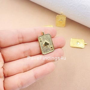 Pingente de Ás de Coração em ouro 18K com pingente de Ás de Coração, medalhão de ouro, pingente de Ás de Coração para colar inspirado em Las Vegas, CP1281