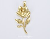 Rosato 18k charm ロサート 18カラット チャーム 18K Gold Rose Flower Charm, Dainty Rose Charm, Rose Flower