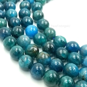 AAA Natural Blue Apatite 8mm Smooth Round Beads  Gemstone 15.5&quot; Strand, GRN215