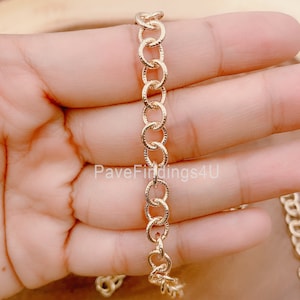 14K Gold Rolo Cable Chain by Yard, Gold Cable Rolo Chain by Foot, Wholesale bulk Roll Chain for Jewelry Making, 7mm, CH139