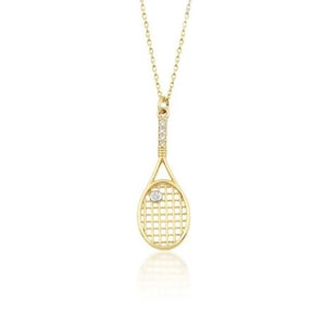Ciondolo racchetta da tennis, ciondolo racchetta da tennis riempito in oro 14K, ciondolo sportivo, regalo per gli amanti dello sport, regalo di compleanno, regalo speciale unisex. CP1811