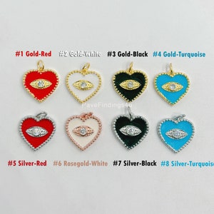 Encanto de corazón pequeño, colgante de corazón de esmalte relleno de oro sobre sujetadores, conector de esmalte, collar de corazón pequeño, corazón de esmalte, fabricación de joyas de bricolaje, CP514