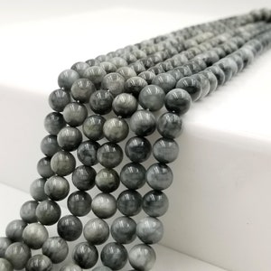 10mm 12mm 14mm Natural Blue Tiger Eye Gemstone, Grade AA Hawk Eye Round Loose Beads, Genuine Hawk Eye Gemstone, 16&quot; Strand GRN049