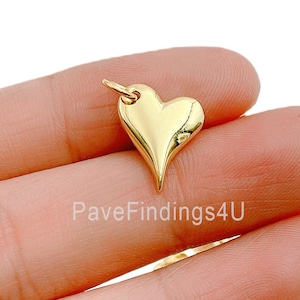14K Gold Heart Charm Medallion Pendant, Gold Necklace Pendant for Necklace Bracelet Charm Component Supply, 12mm, CP1301