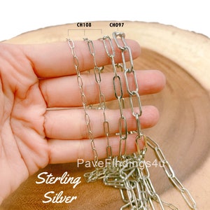 Sterling Silver plated  Paperclip Chain Oval Paperclip Dainty Chain by Yard,  Paperclip Link Chain by Foot Wholesale Bulk, 7/9/11/14mm,CH108
