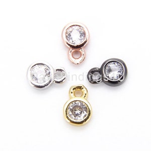 4mm Cubic Zirconia Bezel Drop, CZ Stone, 18K Gold Bezel Drop, White Gemstone, CZ Charm, Clear CZ Gold Bezel, 6x4mm, CP946