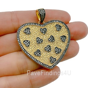 14K Gold Heart Charm Medallion Pendant, Gold Necklace Pendant for Necklace Bracelet Charm Component Supply, 40x37mm, CP1276