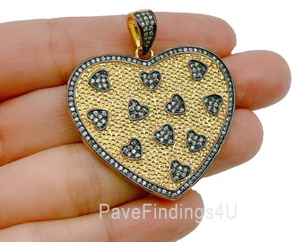 Pendentif 2 En 1 Cœurs Or Jaune 14 Carats - Breloque Precious Stars - Neuf