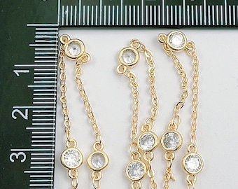 18K Gold Filled CZ Bezel Chain Necklace, Crystal Rosary Bead CZ Chain , Unfinished Chain for Necklace Bracelet Jewelry Making, 5mm, CH003