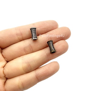 Antique Cylinder Beads, Cylinder CZ Micro Pave Bead, Barrel Beads, Tube Beads, Large Hole Beads, Cubic Zirconia, 12x6mm, BD040-E401