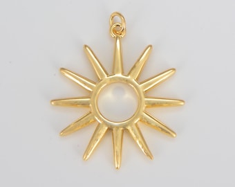 Gold Filled Star Solar Sun Pendant Charm, Sunburst Charm for Necklace Bracelet Earrings Jewelry Making Supply, 35x30mm, CP615