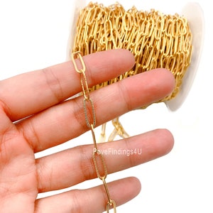 15x4mm Gold Paperclip Chain by Foot Gold Large Link Chain Layering Necklace Thick Gold Chain Simple Minimalist Rectangle Chain CH101