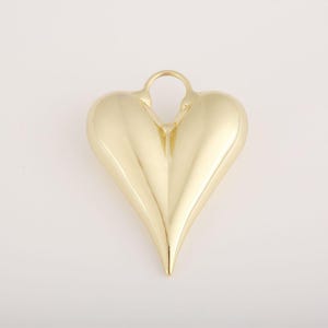 Ciondolo a forma di cuore grande e gonfio, riempito d'oro, a forma di cuore, per la creazione di collane, bracciali, gioielli, ciondolo aggiuntivo, 37 x 29 mm, CP2026