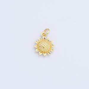Ciondolo a forma di girasole punteggiato da 15 mm riempito d'oro per collana, bracciale, orecchini, fai da te, creazione di gioielli, CP2163