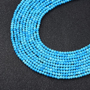 Faceted Round Turquoise Beads Blue Color Gemstone Loose Beads 15.5 Inches Strand TUQ015