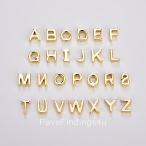 Ciondoli con lettere dorate, perline con lettere, ciondoli con iniziali, in ottone dorato, mini ciondoli con ciondolo, perline dell'alfabeto, 9 mm, CP1219