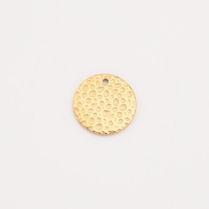 Gold Filled Textured Round Disc Charm, Stainless Steel Hammered Coin Pendant for Necklace Bracelet DIY Jewelry Making, Gift for Her, SCP003