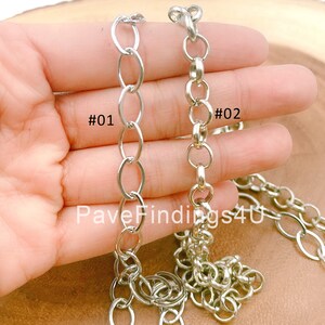 White Gold Rolo Cable Chain by Yard, Gold Cable Rolo Chain by Foot, Wholesale bulk Roll Chain for Jewelry Making, 8mm, CH007