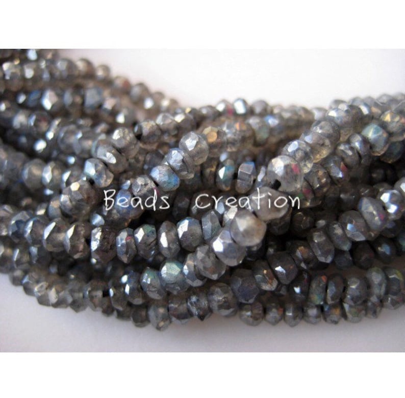 4mm A+ Mystic Coated Labradorite Full strand 14 Inches Labradorite Loose Beads,High Quality Faceted Roundelle Blue Fire LABRADORITE