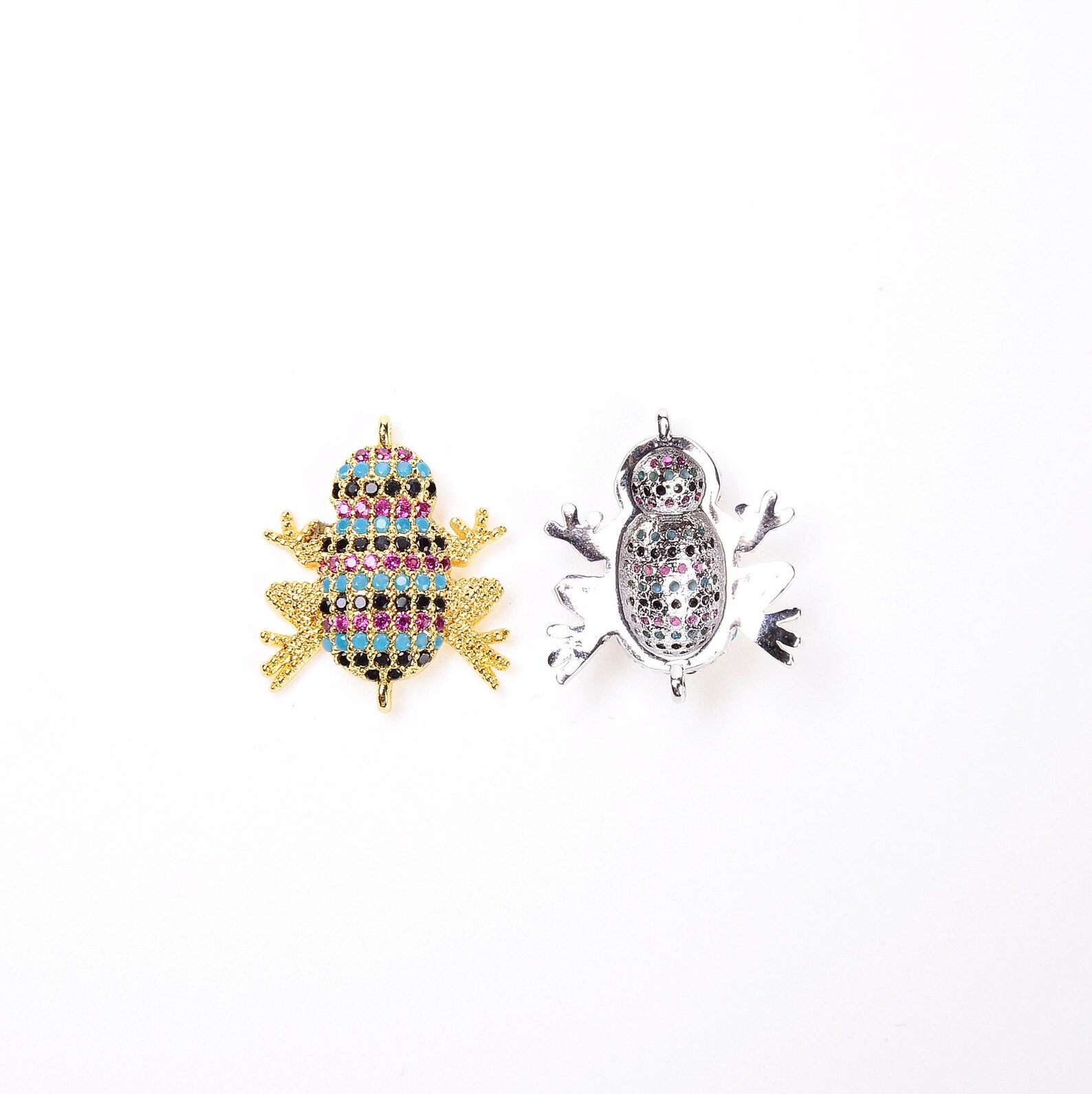 14K Gold Micro Pave Frog Connector Frog Jewelry CZ Micro Etsy