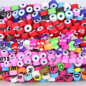10mm Assorted Design Polymer Clay Beads, High Quality Polymer Clay Beads, Flower beads, Smiley Beads, Fruit Beads, Full Strand ORG154