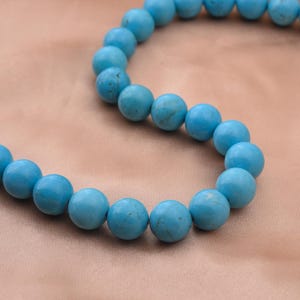 Shiny Smooth Round Turquoise Beads 4mm 6mm 8mm 10mm Natural Gemstone Beads 15.5&quot; Full Strand for Jewelry Making Bracelet Necklace TUQ012