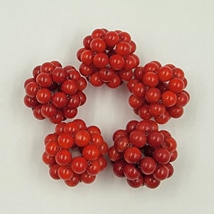 Natuurlijke rode koraal ronde kralen losse edelsteen doe-het-zelf sieraden maken 6 mm - koraalkralen en 25 mm - als geheel COBD144