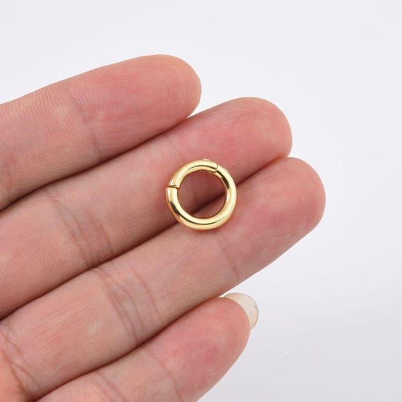 1x Dainty Gold Spring Gate Ring, Gold Filled Push Gate Ring, Charm Holder Gold/Silver Clasp for Charm Holder Connector, CL449