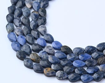 Faceted Dumortierite Beads, Teardrop Gemstone Beads, 4x6mm Blue Quartz Dangles, Jewelry Making Supplies, Healing Crystals GRN668