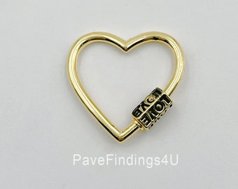 Multi Color Gold Fill Heart Screw Lock Clasp Cz Micro Pave