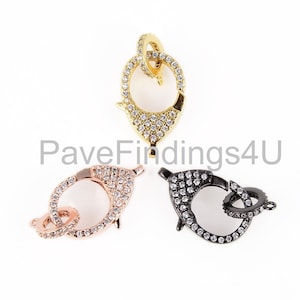 18K Gold CZ Micro Pave Lobster Clasp, Pave Lobster Claw Clasp, Micro Pave CZ Clasps, Necklace Bracelet Clasp/Enhancer, 25x13mm, CL478