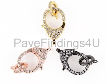 18K Gold CZ Micro Pave Karabinerverschluss, Pave Karabinerverschluss, Micro Pave CZ Spangen, Halskette Armband Verschluss, 25 x 13 mm, CL478
