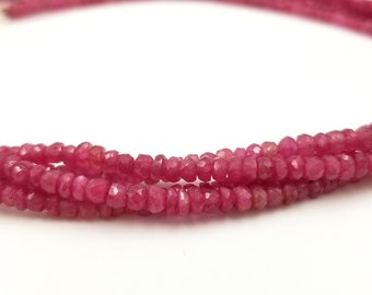 【ルビーページ】 3mm/15cm 3mm Red Ruby Natural Faceted Disc Beads Gemstone, Full