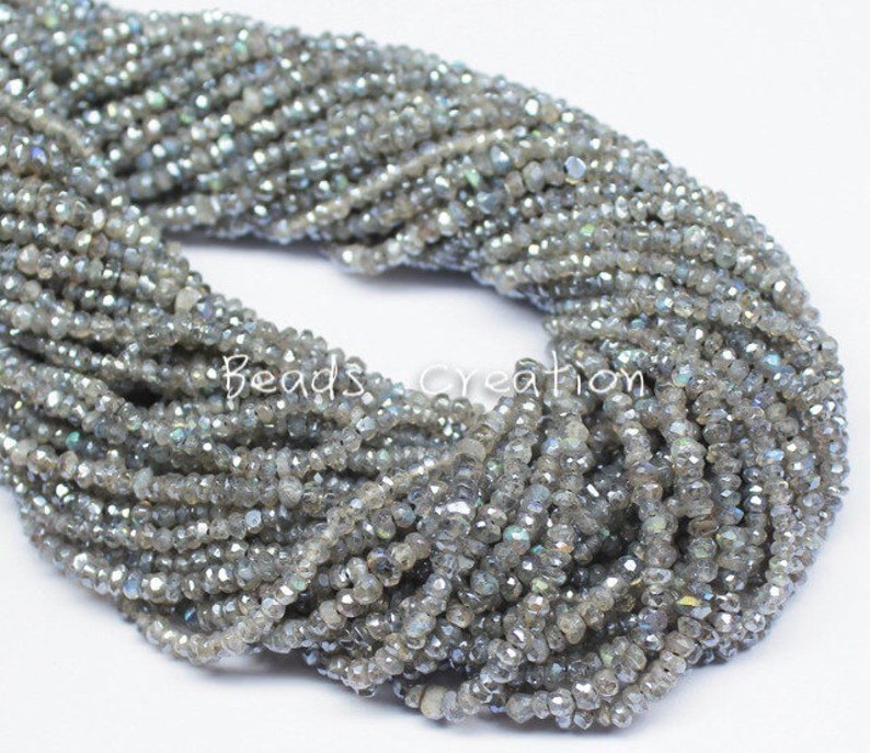 4mm A+ Mystic Coated Labradorite Full strand 14 Inches Labradorite Loose Beads,High Quality Faceted Roundelle Blue Fire LABRADORITE