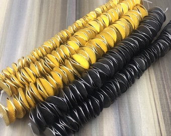 Espaciador ondulado, cuenta de papa frita dorada cepillada/bronce, espaciador de hojuelas de maíz, estilo bohemio, 14 mm/16 mm/20 mm/25 mm, 1/2 hebra, 8 pulgadas (55-86 piezas)