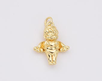Baby Cherub Angel Charm, Gold Filled Cupid Angel Pendant, Valentine Love Charm for Neklace Bracelet Jewelry Making Supply, CP2210
