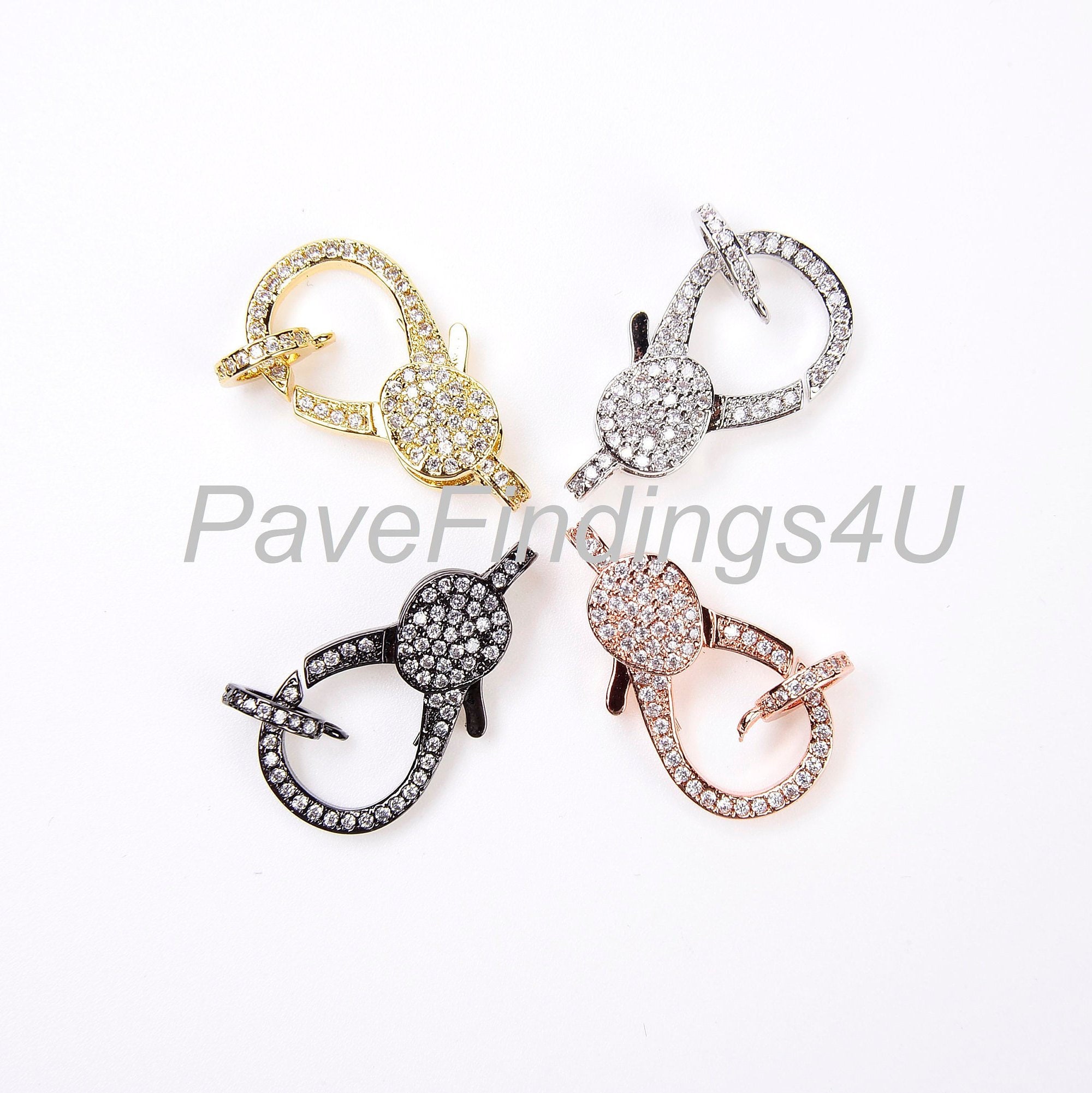 Gold plated pave enhancer.Cubic Zirconia.Finding.Clasp