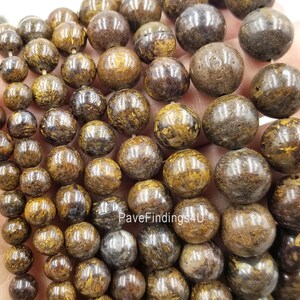 Abalorios redondos naturales de bronzita brillante de alta calidad, hebra completa de 15,5 pulgadas, 6 mm, 8 mm, 10 mm, 12 mm, GRN290