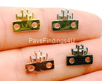18K Gold  Separator Bars 2 Hole Multi Strand Divider Row Connector Link, Separator Bar for Necklace Bracelet Jewelry Making, SP074