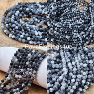 Black Tourmaline Rutilated Rutile Quartz Faceted Round Beads 5mm High Quality Black White Quartz Semi Precious Gemstone 15.5&quot; Strand, PRP836