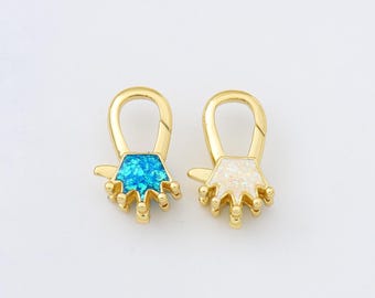 Opal Crown Lobster Clasp, Gold Filled Crown Shaped Lobster Claw Clasp for Necklace Bracelet Jewelry Making Supply, 10x18mm, CL587