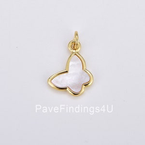 Delicato ciondolo a forma di farfalla con conchiglia di Mariposa, ciondolo a forma di farfalla riempito d'oro, ciondolo a forma di insetto per componente di collana e bracciale, CP1906